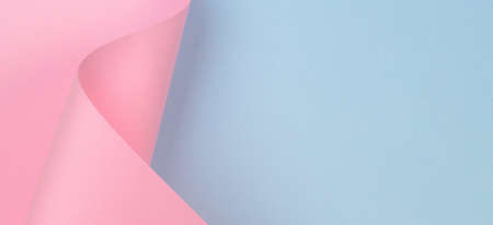 Abstract geometric shape pastel pink and blue color paper banner backgroundの写真素材