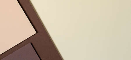 Abstract color papers geometry composition banner background with beige and brown tonesの写真素材