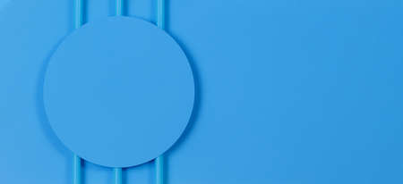 Abstract pastel blue color background. Minimal geometric shapes and lines, top viewの写真素材