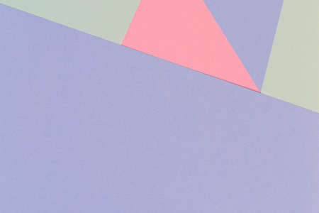 Abstract geometric texture background of fashion soft green, pastel pink, light blue color paper. Top view, flat layの写真素材