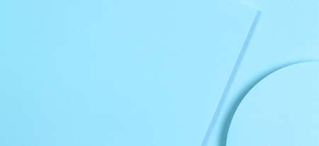 Abstract pastel blue color background. Minimal geometric shapes and lines, top view