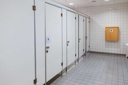 Public toilet, restroom, lavatory doors, baby changing table