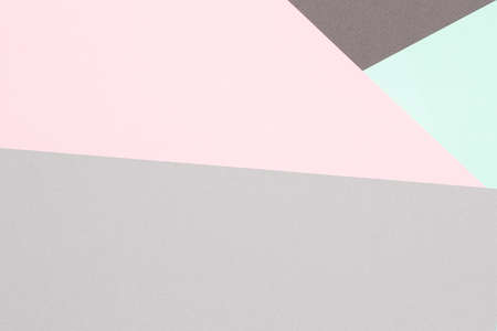 Abstract colored paper texture background. Minimal geometric shapes and lines in pastel pink, light green and gray coloursの写真素材