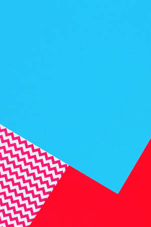 Abstract geometric fashion papers texture background in yellow, light pink, blue colors. Top view, flat layの写真素材