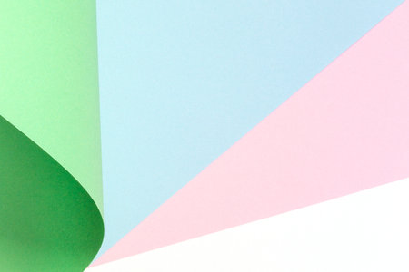 Abstract geometric shape pastel green blue pink and white color paper backgroundの写真素材