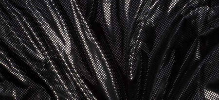 Gray black metalic silver polka dot fabric texture background