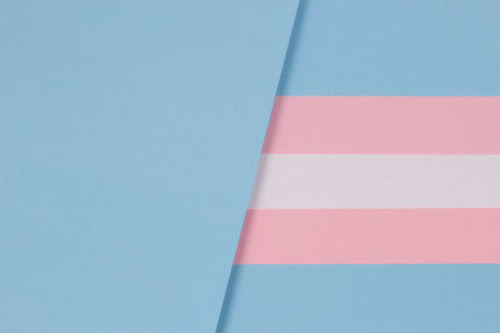 Abstract geometric pastel color paper texture background with light blue, pink and white colors.の写真素材