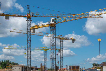 Vilnius, Lithuania - 04 July 2021: Building new Paupys district in Uzupis on a sunny day Vilnius, Lithuaniaのeditorial素材