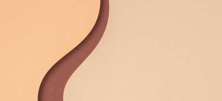 Abstract color papers geometry composition background with beige and brown tone curved linesの写真素材