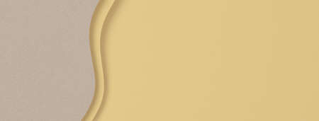 Abstract colored paper texture banner background. Minimal curved geometric shapes and lines of pastel colors paper backgroundの写真素材