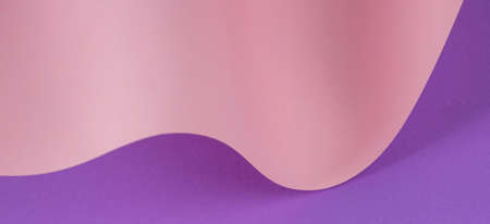 Abstract wave of pastel pink and purple paper. Creative geometric curved paper with light and...