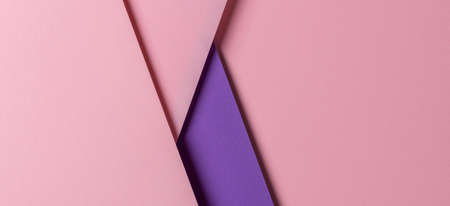 Abstract creative geometric pastel pink and purple violet paper background with copy spaceの写真素材