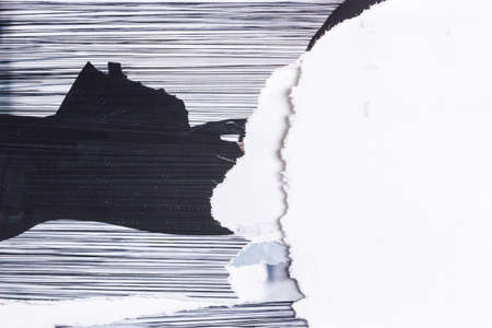 Old grunge ripped torn collage posters creased crumpled paper placard texture background with copy space for text or imageの写真素材