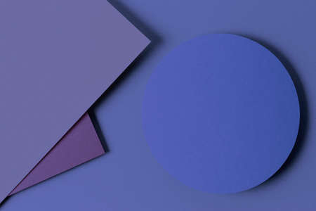 Abstract monochrome creative paper texture background. Minimal geometric shapes and lines in purple color. Very peri color of 2022 yearの写真素材