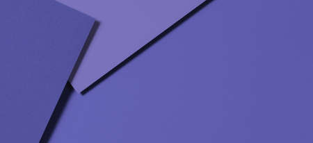 Abstract colored paper geometry composition banner background in very peri, purple color. Top viewの写真素材