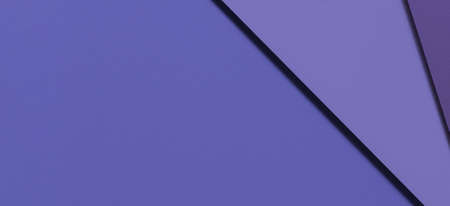Abstract colored paper geometry composition banner background in very peri, purple color. Top viewの写真素材