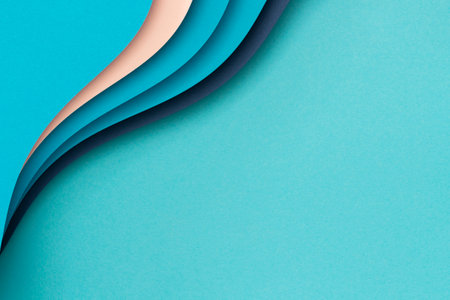 Abstract color papers geometry flat lay composition background with blue, pink color lines and shapes. Top view, copy spaceの写真素材