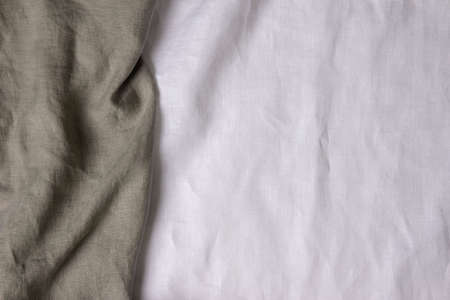 Abstract linen fabric texture background. Crumpled natural linen organic eco textiles canvas...