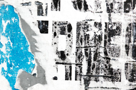 Old grunge torn collage urban street posters creased crumpled paper placard texture background....