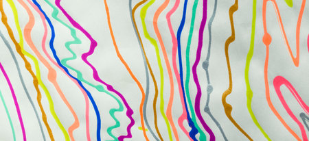 Colorful abstract scribble by felt-tip pen, handwritten lines by marker, random sketches as abstract background on white paperの写真素材