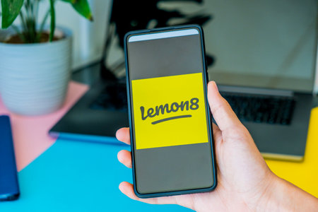 Benidorm, Spain - April 08, 2023: Smartphone screen with Lemon8 app. Lemon8 is photo-based app that...