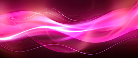 Abstract background with smooth waves in pink and magenta tones. Waved shaped lines transparent whispers background. Elegant geometric banner background. AI generativeの素材
