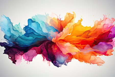 Abstract creative rainbow color background. Watercolor plashes on white background. AI generativeの素材