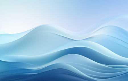 Abstract background with smooth waves in light blue tones. Soft elegant wallpaper background. Shades of bluish color gradient, passing from white to blue colorsの素材