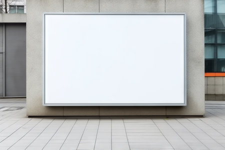 Blank white horizontal billboard in the street. Mockup advertising board, digital display, showcase with urban backgroundの素材