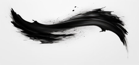 Black ink brush stroke on white background. Abstract background in Japanese style. Japanese calligraphyの素材