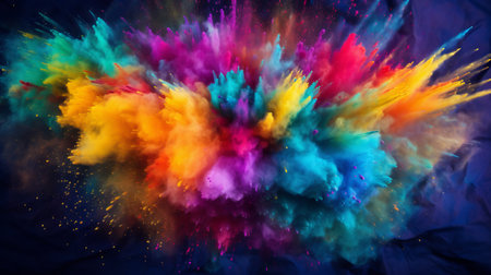 Colored powder explosion. Rainbow colors dust background. Multicolored powder splash backgroundの素材