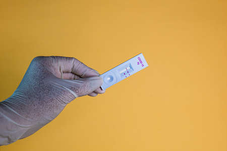 A device used to detect COVID-19, a type of preliminary test by yourself, is called ATK, which stands for Antigen test kit.の写真素材
