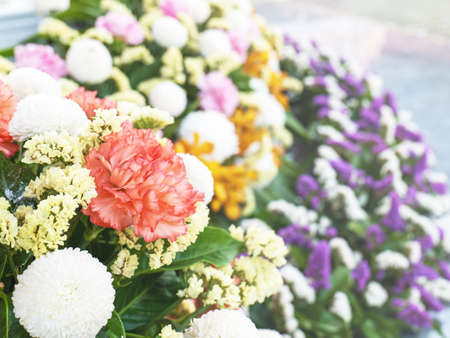 Flowers of many different colors are arranged in groups to look beautiful in different ceremonies. to refreshの写真素材