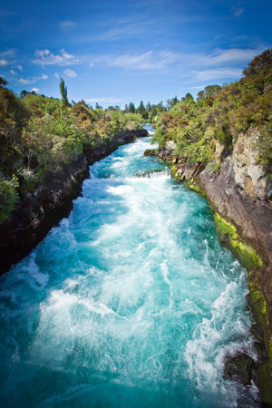 White water river at Huka Falls - Taupo New Zealandの写真素材