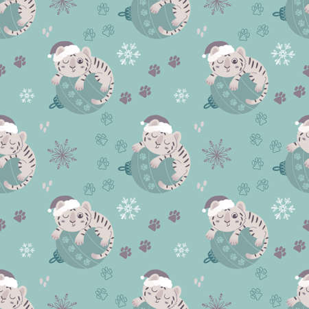 Seamless pattern of cub symbol of the new year 2022の写真素材