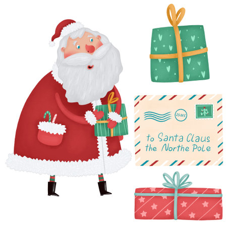 Santa Claus Gift Set and New Years Letterの写真素材