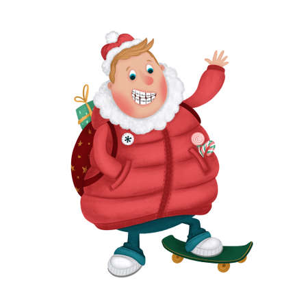The character is a guy with braces on a skateboardの写真素材