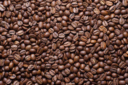 Many coffe beans for backgroundの写真素材