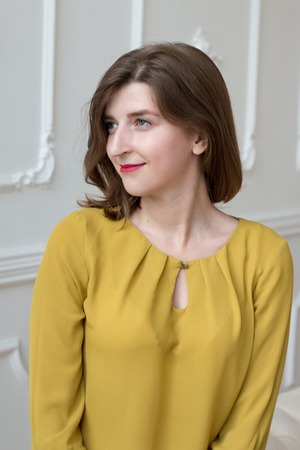 Hot girl in lemon dress, professional modelの写真素材