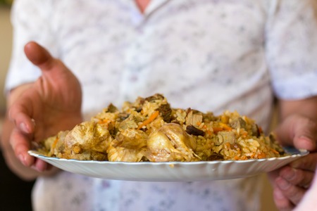 Traditional Pilaf with Lamb Chops, Onion, and Carrot. Food - shootの写真素材