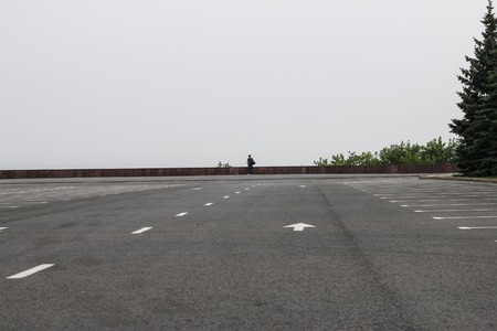 People at the end of the road.の写真素材