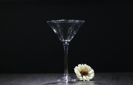 Still-life dusty empty glasses on black backgroundの写真素材