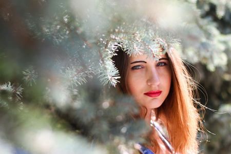 Portrait of attractive young women with non-standard appearanceの写真素材