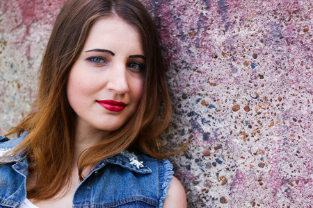 Portrait of attractive young women with non-standard appearanceの写真素材