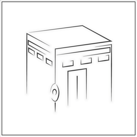 Vector. Isolated illustration of Kaaba, Mekka. Saudi Arabia. Islamic sacred mosque Al Haram.のイラスト素材