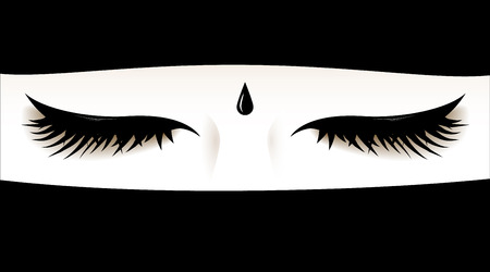 Muslim woman's closed eyes. Face covered with a niqab. Illustration. vector.のイラスト素材