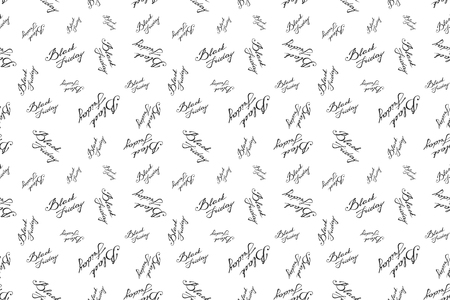 Black Friday seamless pattern. Black and white background. Lettering. Vector illustrationのイラスト素材