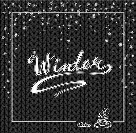 Winter lettering. Hand drawn. Snow and hot chocolate. Vectorのイラスト素材