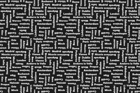 Capitals of Europe. Seamless background. Vector print.の写真素材