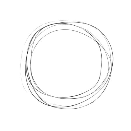 Circle frame hand drawn scribbles. Vector chalk illustrationのイラスト素材